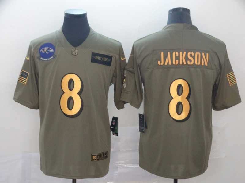 Nike Ravens 8 Lamar Jackson 2019 Olive Gold Salute To Service Limited Jersey,We sell and wholesale Nike Ravens 8 Lamar Jackson 2019 Olive Gold Salute To Service Limited Jersey on line form chian!